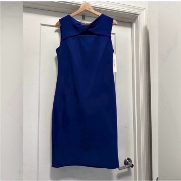 Calvin Klein Dresses & Skirts - 💙 NWT! Blue CALVIN KLEIN Sleeveless Knotted Cut-Out Crew Neck Dress - Size 10